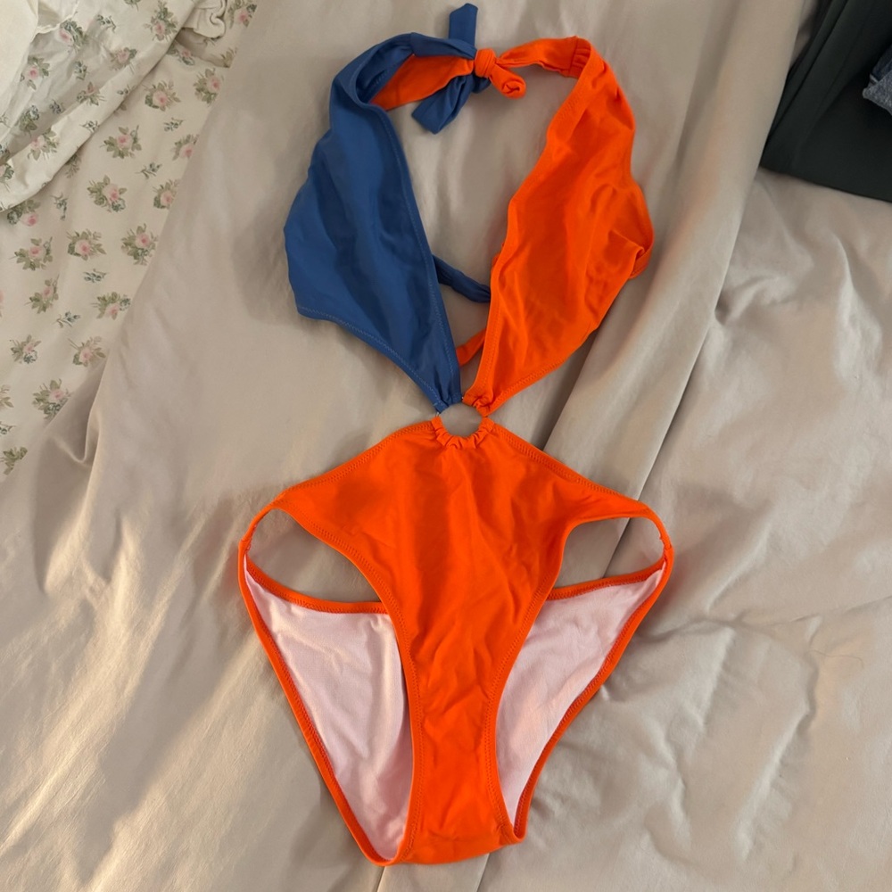 EUC Sexy One Piece in Orange and Blue